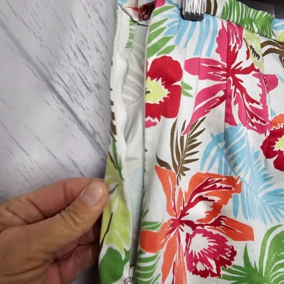 Brooks Brothers 346 Green Tropical Straight Leg Cotton Cigarette Pants Size 6 - Picture 6 of 10